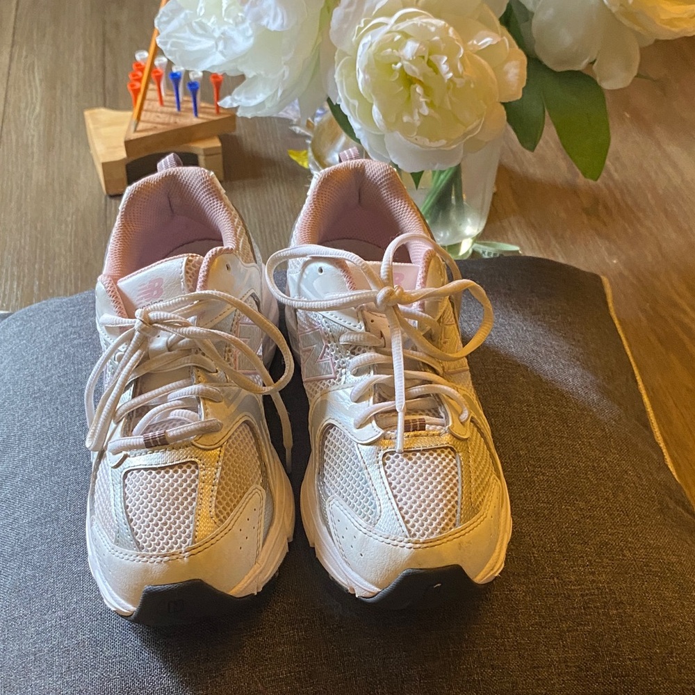New Balance Cream and Pink Sneakers